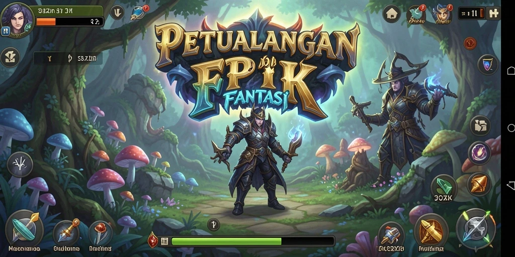 Tangkapan layar gameplay 33ZK menampilkan pertempuran epik di dunia fantasi.
