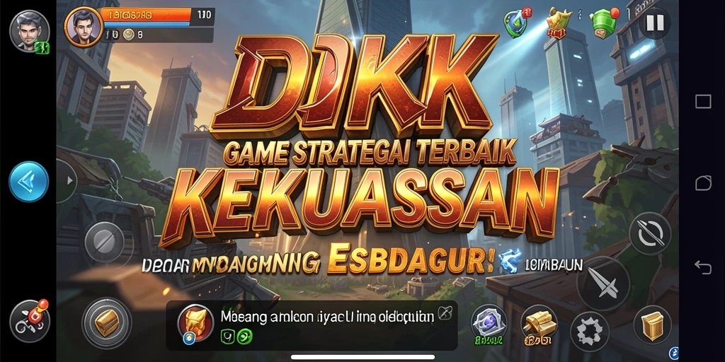 Screenshot gameplay menunjukkan strategi dan pembangunan kerajaan dalam DKK.
