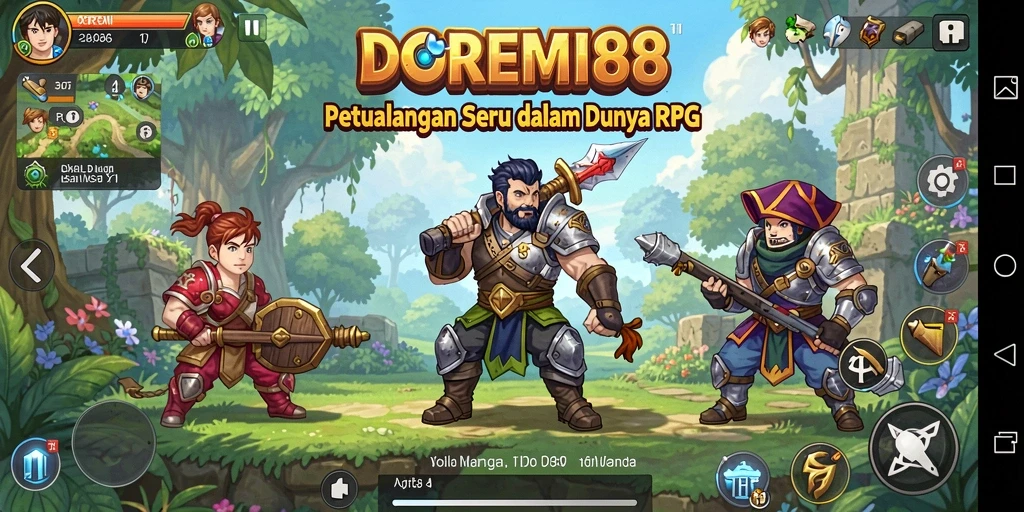 Tampilan utama DOREMI88 menampilkan aksi pertarungan yang epik dan karakter yang menarik.
