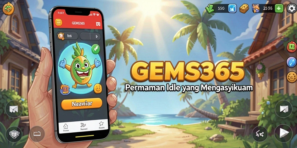 Screenshot utama GEMS365 menampilkan gameplay menenangkan dan strategi permainan Idle.