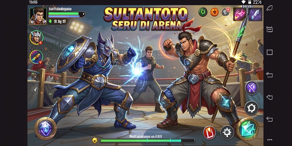 Tampilan aksi seru dalam SULTANTOTO saat karakter bertarung.